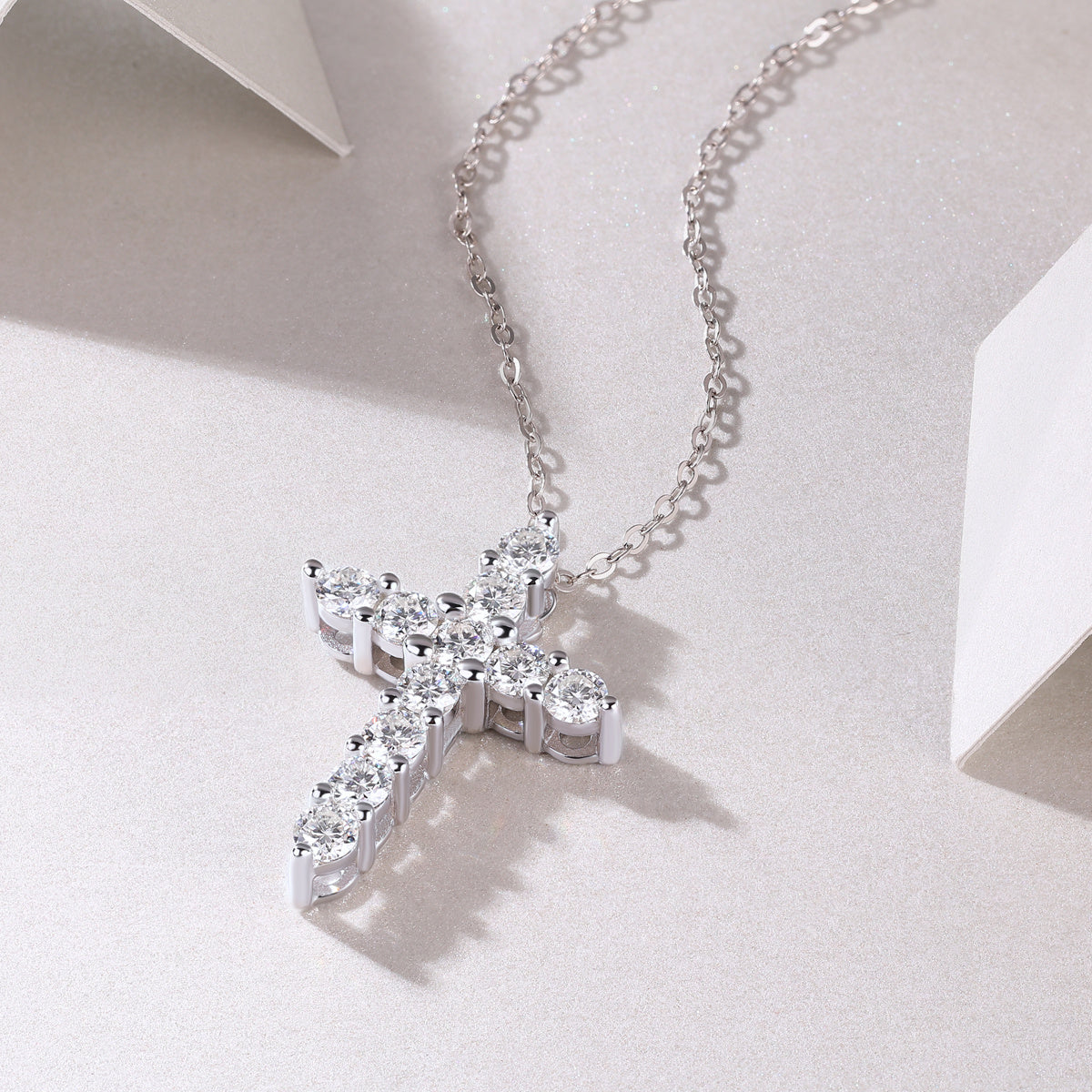 Faith Luxury Fashion Diamond Pendant Necklace Set With Mosan Diamond Silver Ornaments