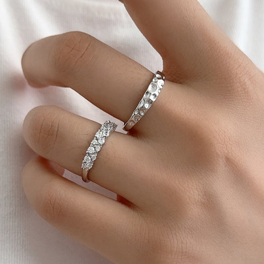 Crater Double Row Diamond Couple Couple Rings S925 Silver Ring Female